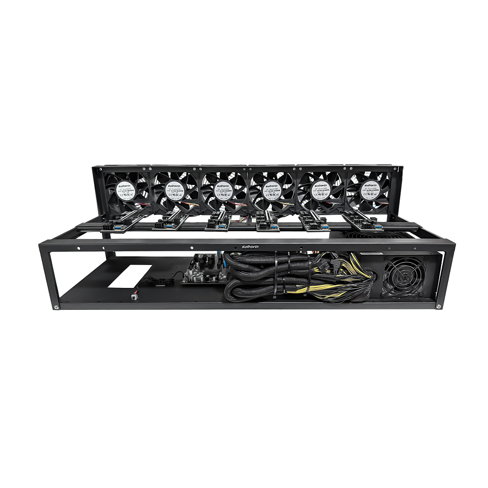 Rig Minage Plateforme Ouverte Sans GPU 3200W - Compatible avec 6 GPU PCIe 16Pin uniquement