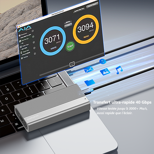 Boîtier externe pour SSD M.2 Nvme M Key USB C Thunderbolt 4 40Gbps