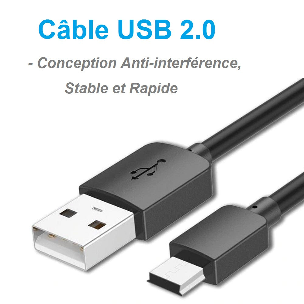 Kinpower Câble USB 2.0 A-Mini B Mâle Mâle 1.8M