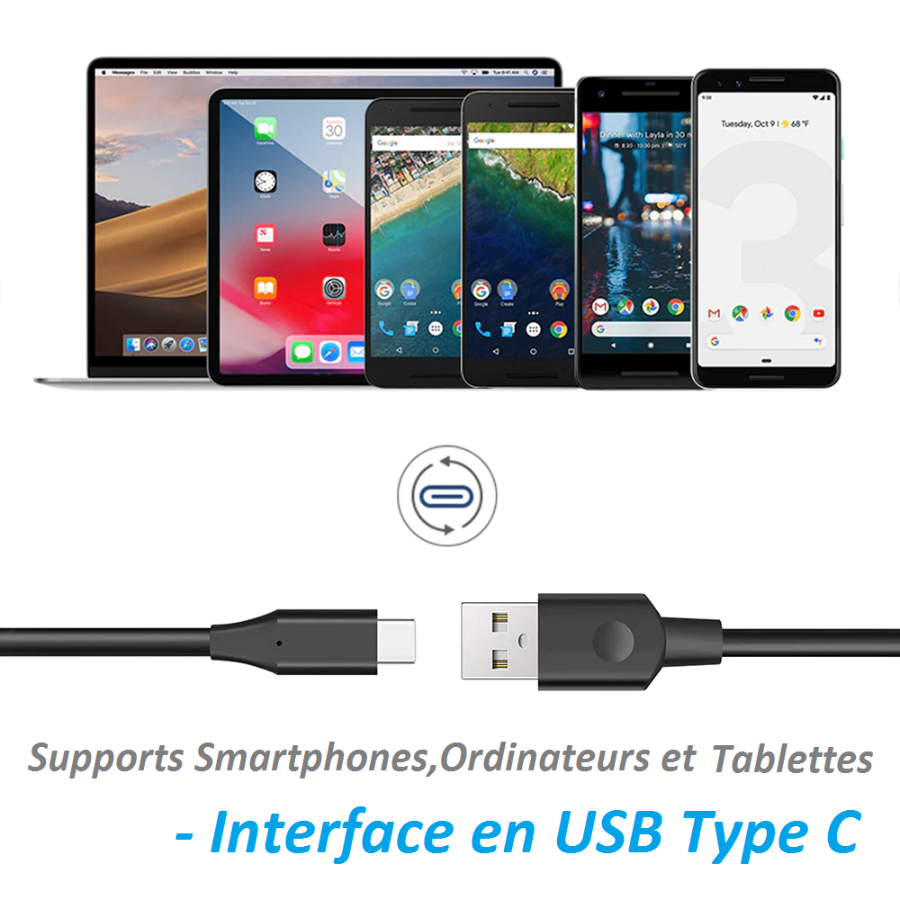 Kinpower Câble USB Type C v3.1 Mâle vers USB A Mâle 1.8M