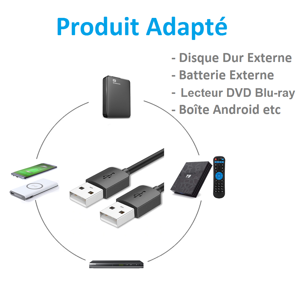 Kinpower Câble USB 2.0 A-A Mâle Mâle 2M