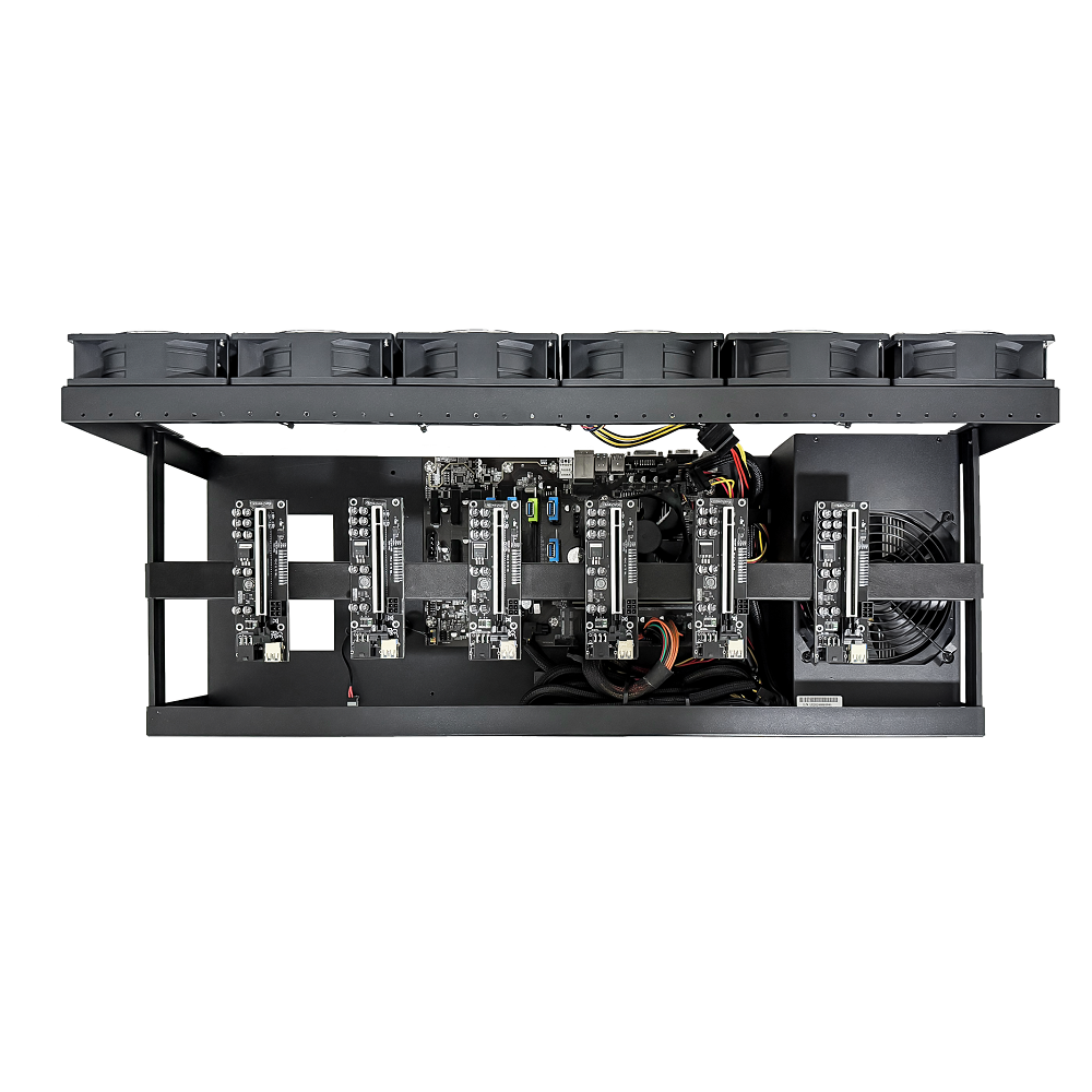 Rig Minage Plateforme Ouverte Sans GPU 3200W - Compatible avec 6 GPU PCIe 16Pin uniquement