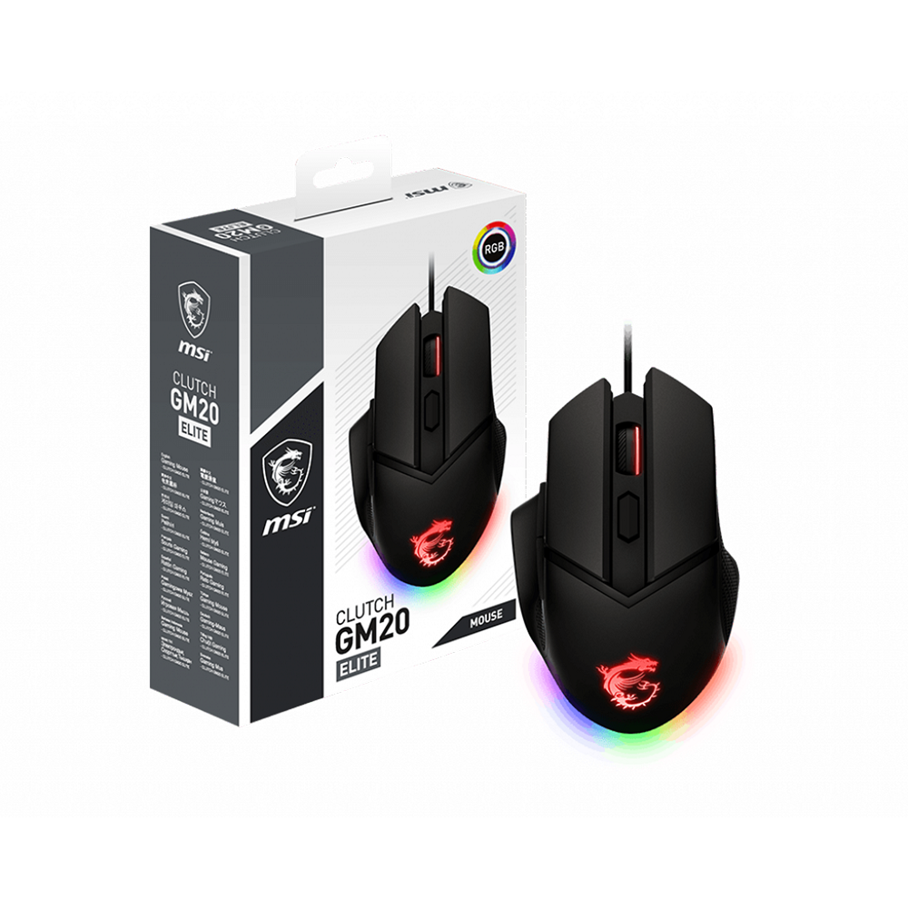 Souris Gamer MSI CLUTCH GM20 Elite avec fil USB 2.0 6400 DPI 6 Boutons