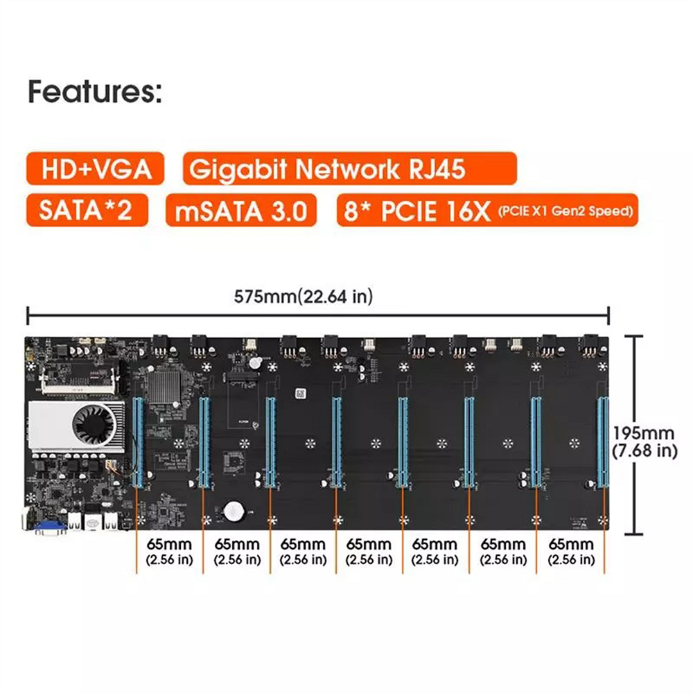 Rig Minage Plateforme Ouverte Sans GPU Avec Alimentation 4000W - 8G Ram - 480G SSD - 6 Fan Supportant Jusqu'à 8 GPU