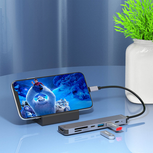 Adaptateur Concentrateur Type C vers HDMI 4K,USB3.0,Lecteur SD/TF,Type C Data/PD 5 en 1