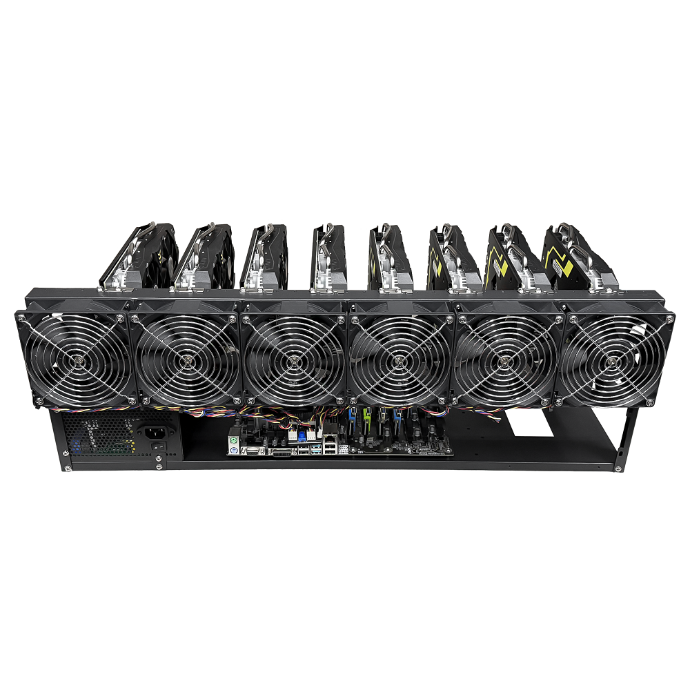 Rig Minage Plateforme Ouverte Avec 8 GPU RTX 3060 Ti - 8G Ram - 500G SSD - 2600W - 6 Fan