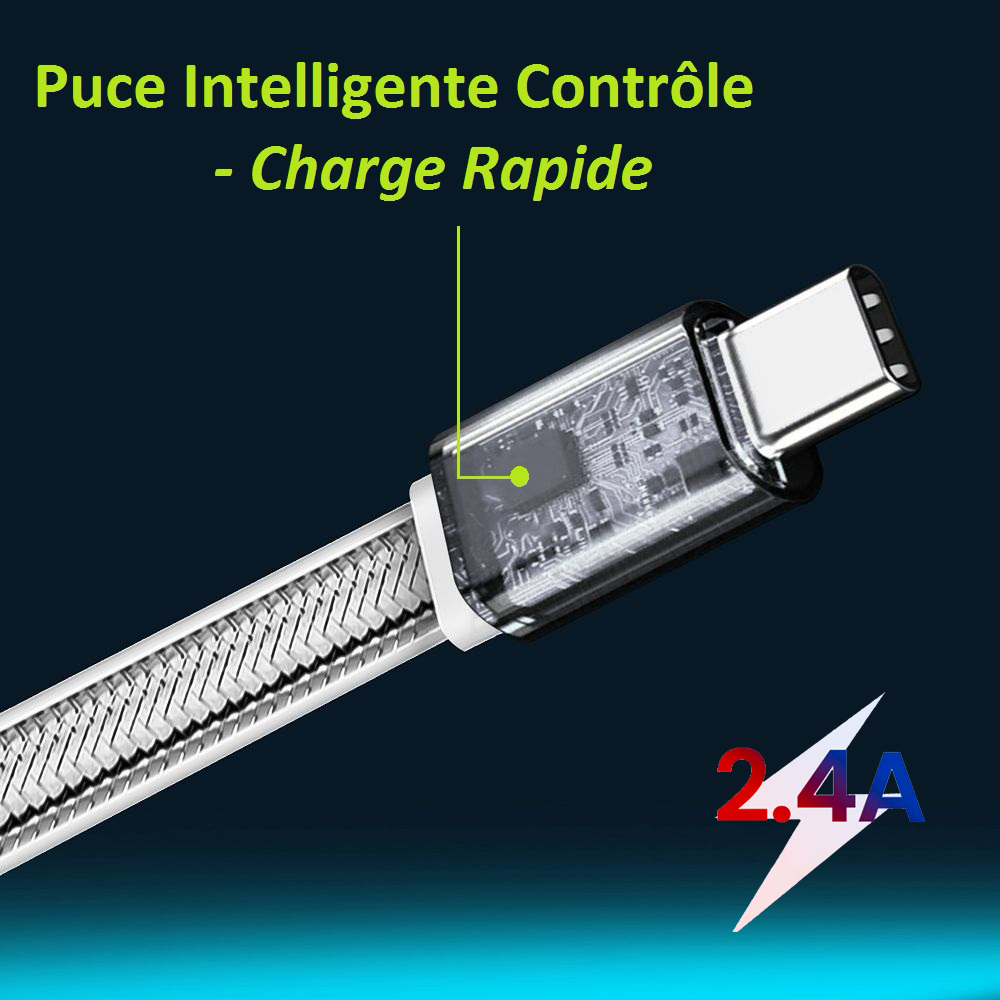 Kinpower Câble USB Type C v3.0 Mâle vers USB A Mâle 5V-2.4A 12W QC 1.2M