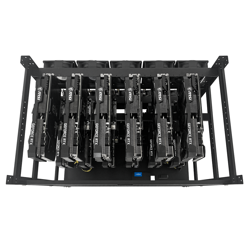 Rig Minage Plateforme Ouverte Avec 12GPU RTX 4060 Ti - 5200W - 8G Ram - 500Go SSD - 10 Fan