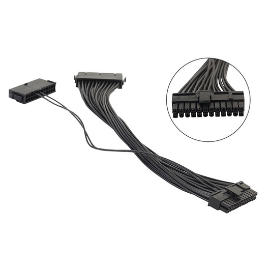 Câbles d'alimentation Dual PSU ATX 24Pin 1 Mâle vers 2 Femelle