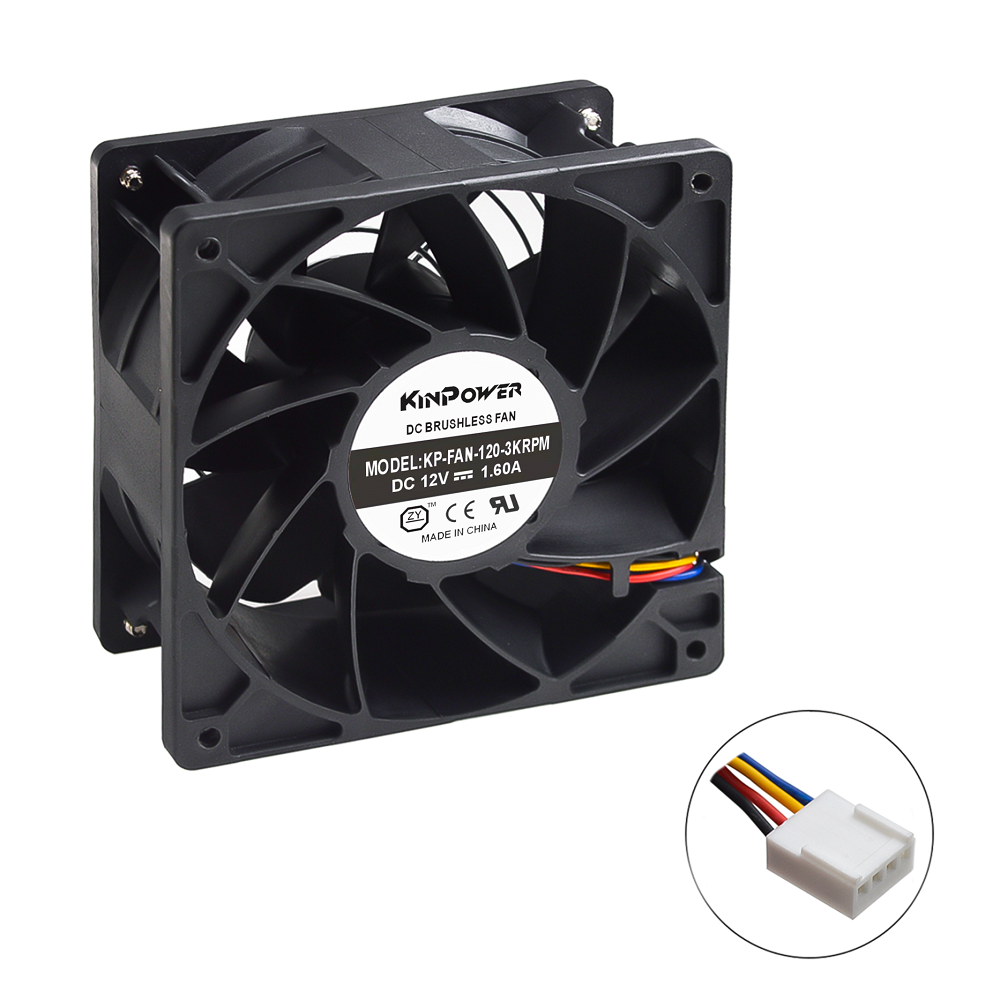 Ventilateur 3000RPM DC 12V 1.6A  890CFM 47dBA 120 x 120 x 38 mm