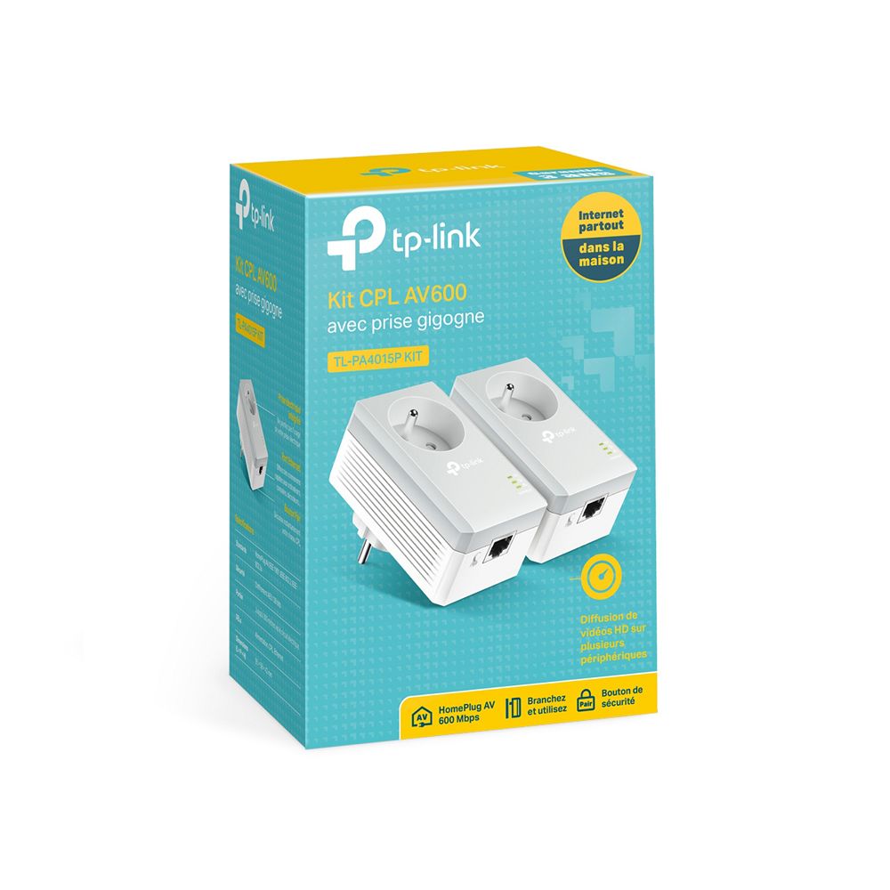 TP-Link TL-PA4015PKIT Kit de 2 CPL AV 600 Mbps avec prise intégrée