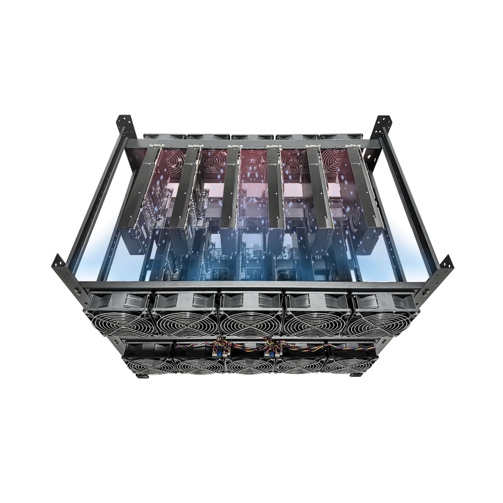 Rig Minage Plateforme Ouverte Avec 12GPU RTX 3090- 5200W - 8G Ram - 500Go SSD - 10 Fan