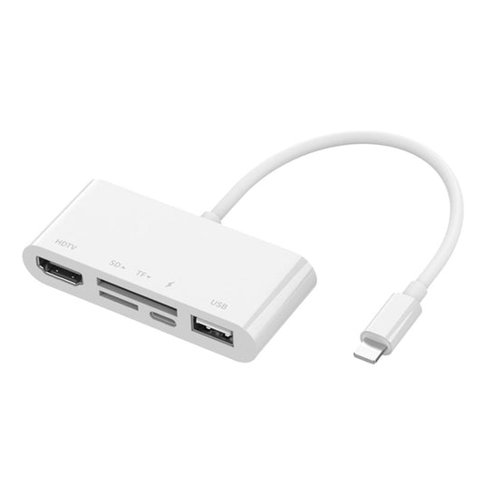 Adaptateur Concentrateur Lightning vers HDMI Full HD 1080P,USB 2.0, Lecteur SD, Lightning Charger 5 en 1