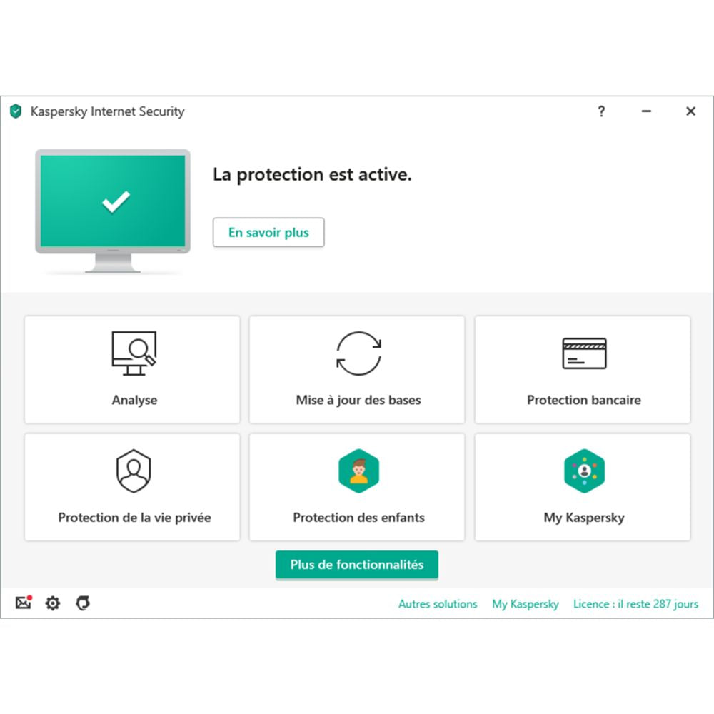 Kaspersky Internet Security 2021 1 Postes 1 An - Version Téléchargement