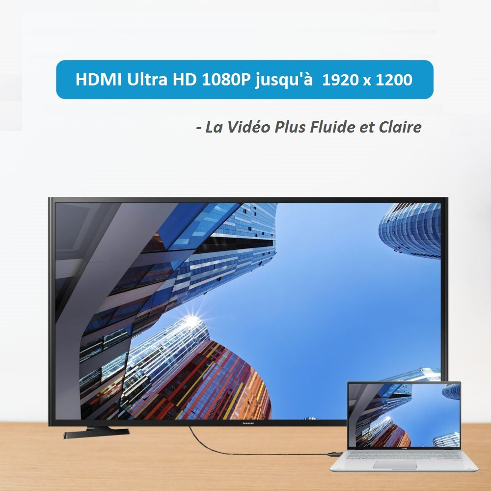 Kinpower Câble HDMI DVI-D Mâle Mâle 1.8M 1920 x 1200 1080P Full HD
