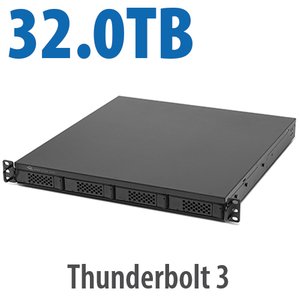 32.0TB (1x8.0TB NVMe + 3x8.0TB HDD) Flex 1U4 4-Bay Rackmount Thunderbolt Storage,