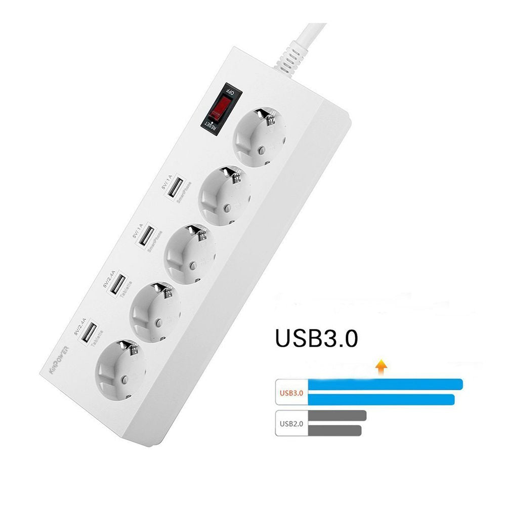 Multiprise parasurtenseurs 5 prises 4 USB avec interrupteur
