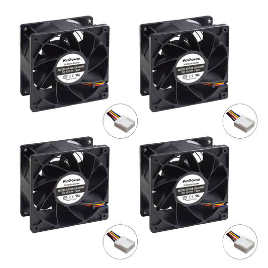 Lot de 4 Ventilateur 3000RPM DC 12V 1.6A  890CFM 55dBA 120 x 120 x 38 mm