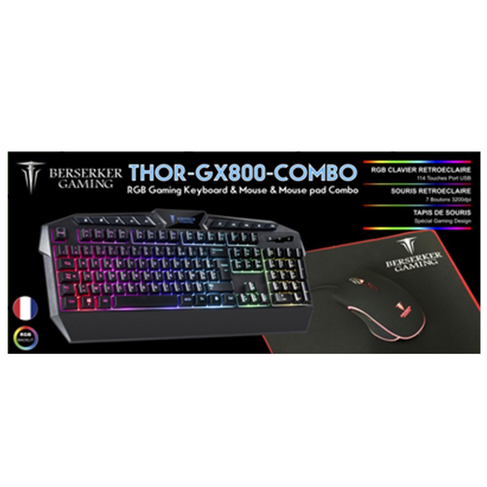 Clavier Azerty Gaming Berserker Thor-GX-800 RGB avec fil USB