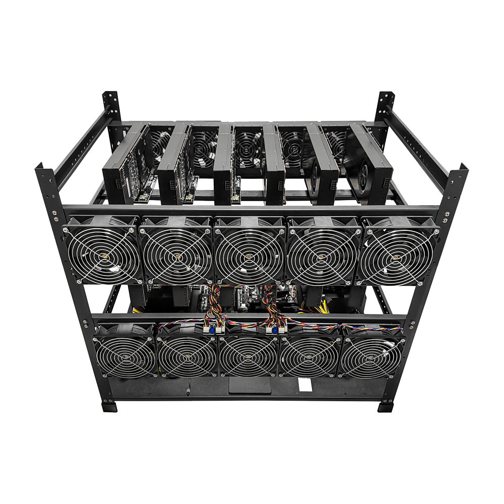 Rig Minage Plateforme Ouverte Avec 12GPU RTX 4070 Super - 5200W - 8Go Ram - 500Go SSD - 10 Fan