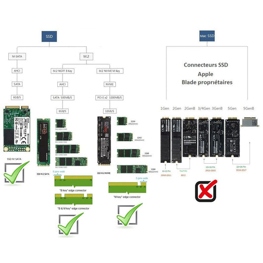 Caddy Carte PCI Express 16X Supporte SSD Format M-SATA M.2 NGFF M.2 NVME 3 en 1