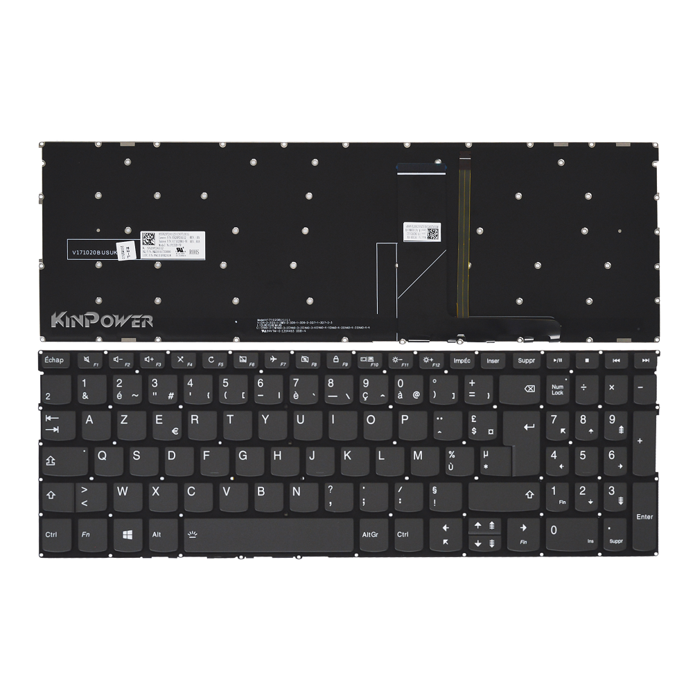 Clavier Azerty Français Compatible avec Lenovo Ideapad S540-15IML 81NG Rétro-éclairage