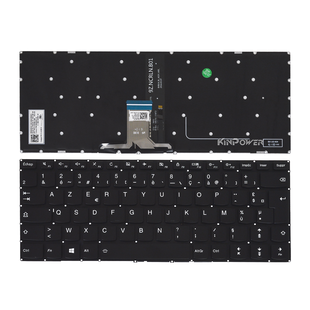 Clavier Azerty Français Compatible avec Lenovo Yoga 710-15ISK  710-15IKB Rétro-éclairage