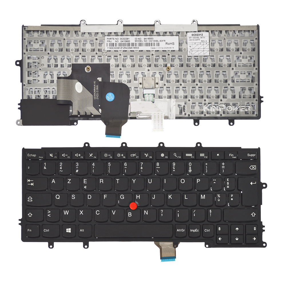 Clavier Azerty Français Compatible avec Lenovo X250 Sans Rétroéclairage