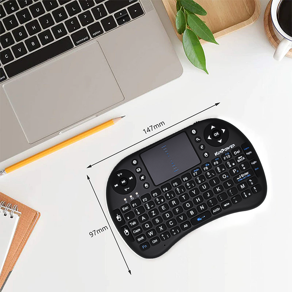 Clavier Azerty Kinpower Mini Sans Fil avec Touchpad Multi-fonctions en Batterie Rechargeable