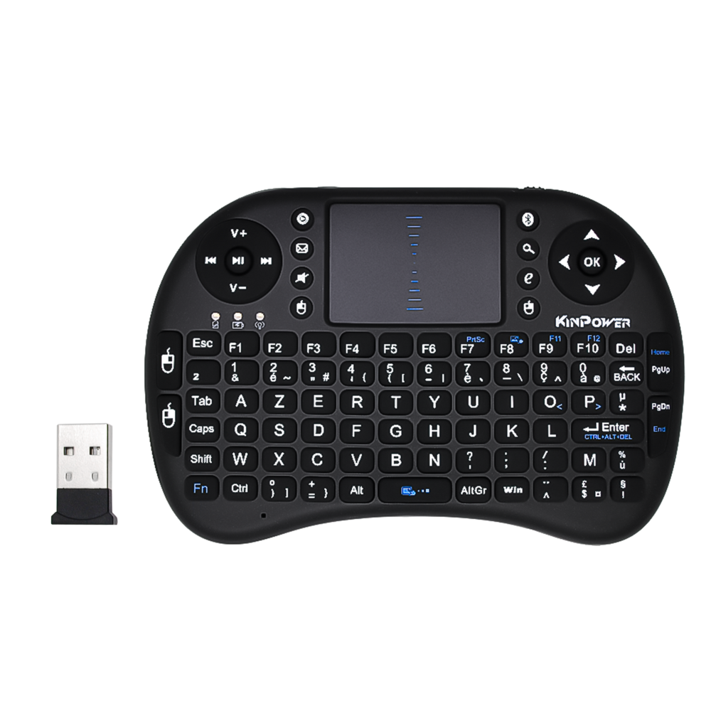 Clavier Azerty Kinpower Mini Sans Fil avec Touchpad Multi-fonctions en Batterie Rechargeable