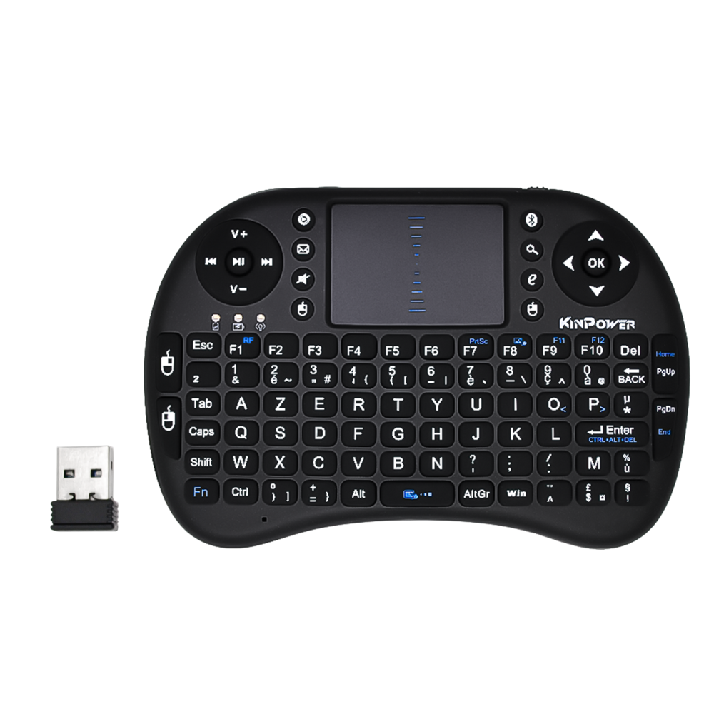 Clavier Azerty Kinpower Mini Sans Fil avec Touchpad Multi-fonctions en Batterie Rechargeable