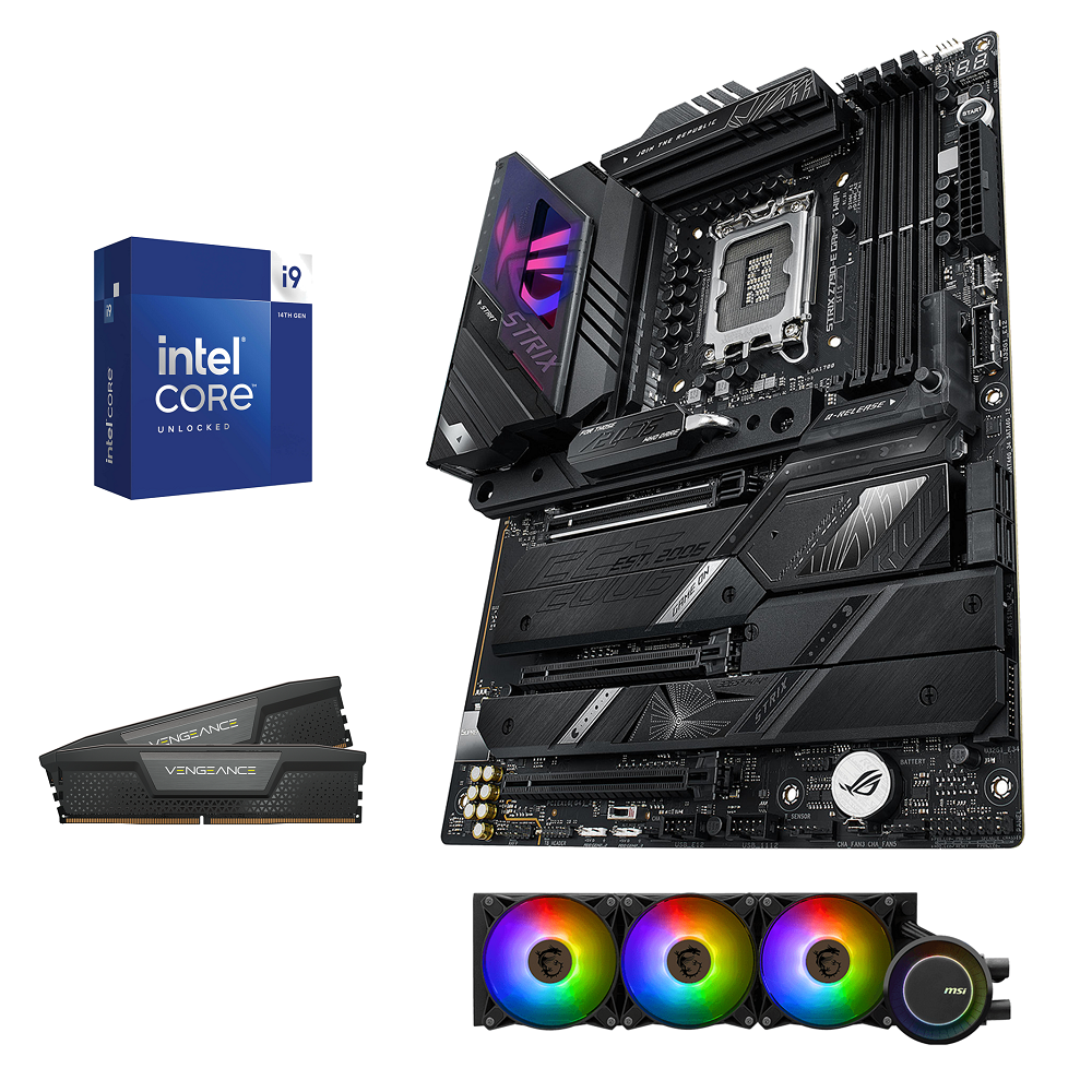 Kit d'évolution Intel-16 Core i9-14900K - ASUS Rog Strix Z790-E Gaming Wifi - Wifi 6E - BT 5.3 - 64Go DDR5