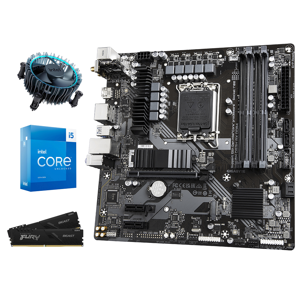 Kit d'évolution Intel-3 Core i5-13400 - Gigabyte B760M DS3H AX DDR4 - Wifi 6E - BT 5.2 - 16Go