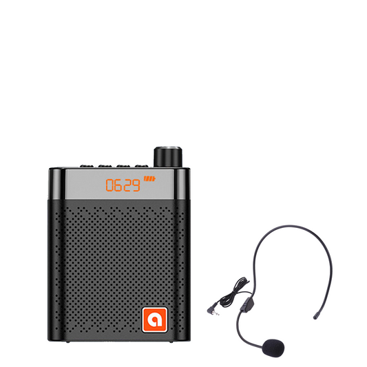 Amplificateur de voix portable acec micro-casque filaire support bluetooth et carte micro SD