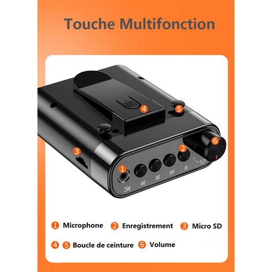 Amplificateur de voix portable acec micro-casque filaire support bluetooth et carte micro SD