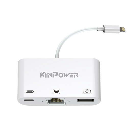 Adaptateur Concentrateur Lightning vers Ethernet RJ-45 avec Port USB OTG et Port de charge Lightning  3 en 1