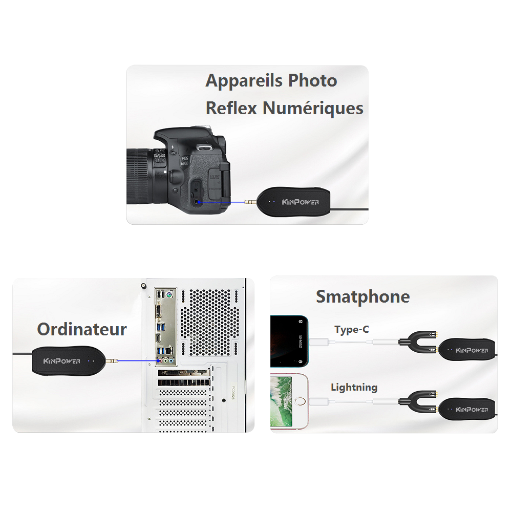 Micro Cravate d'enregistrement sans fil UHF pour Smartphone Tablette Caméra vidéo et Ordinateur