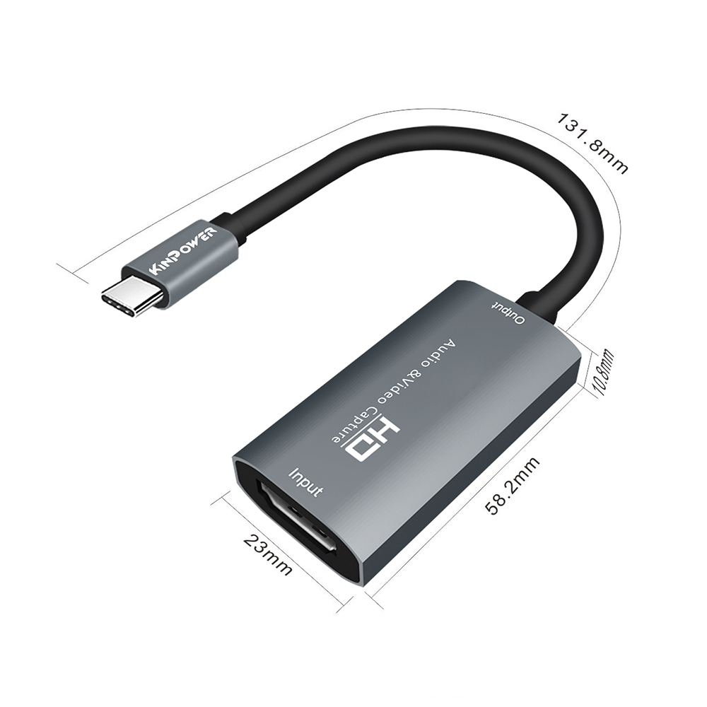 Kinpower Carte de Capture Vidéo 60FPS Full HD 1080p Enregistrement HDMI vers Type-C